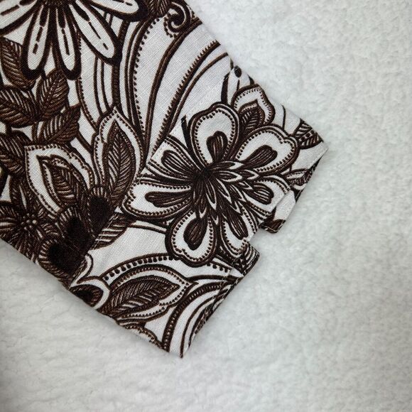 2/$30 Chicos 100% Linen Button Down Shirt Womens Size 1 M Floral Western Neutral - Picture 6 of 10
